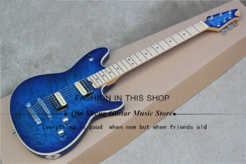 Фото freee shipping VH pea blue electric guitar with basswood body HH pickups maple neck chrome hardware fixed bridge | Спорт и