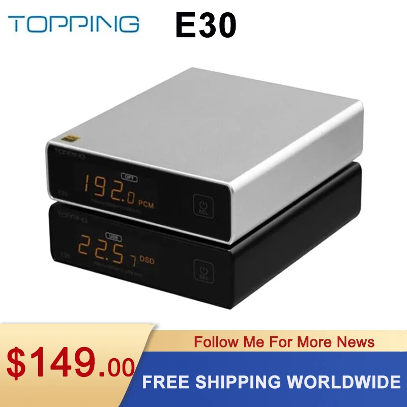 Фото ЦАП-декодер TOPPING E30 AK4493 XU208 32 бит/768K DSD512 сенсорное управление с дистанционным