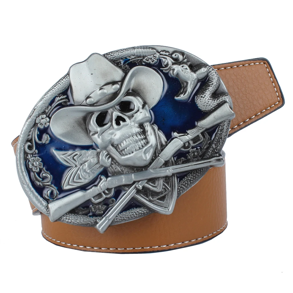Adjustable Men's PU Leather Belt with Snake Pirate Skull Buckle Belt 125cmx3.8cm Adjustable Men's PU Leather Belt with Snake Pirate Skull Buckle Belt 125cmx3.8cm