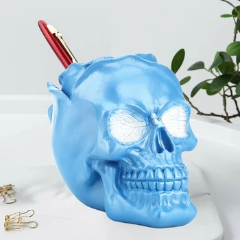 Home Decoration Blue Rose Practical Makeup Organizer Skull Shape Resin Pen Holder Desk Ornament Living Room Figurine Storage Box
Home Decoration Blue Rose Practical Makeup Organizer Skull Shape Resin Pen Holder Desk Ornament Living Room Figurine Storage Box