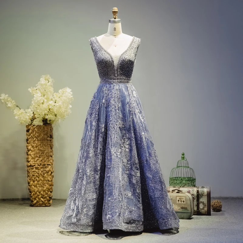 Real Photo Prom Dresses with Stunning Crystals V Neck Backless Blue Party Evening Gowns A Line Lace Applique Formal Wear
Real Photo Prom Dresses with Stunning Crystals V Neck Backless Blue Party Evening Gowns A Line Lace Applique Formal Wear