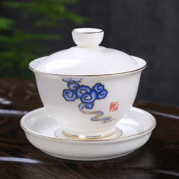 Ceramic Whiteware White Jade Tureen Ceramic Gold Foil Large Size Three-force Tea Bowl Sopera De Ceramica Gift for Boyfriend
Ceramic Whiteware White Jade Tureen Ceramic Gold Foil Large Size Three-force Tea Bowl Sopera De Ceramica Gift for Boyfriend