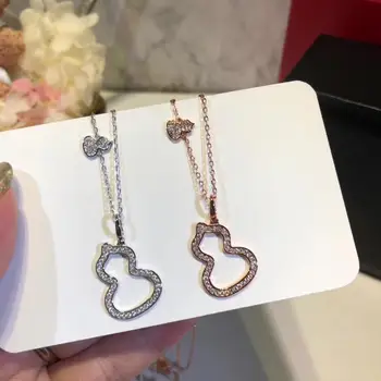 silver color delicate micro-inlaid hollow size double gourd necklace for women
silver color delicate micro-inlaid hollow size double gourd necklace for women