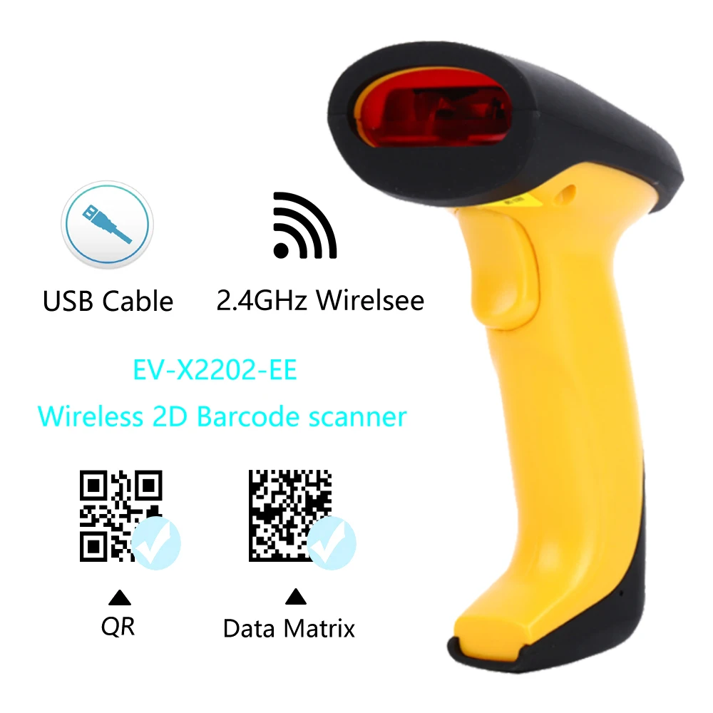 

433MHz Bar Code scanners with Base 1D&2D 2.4GHz wireless barcode scanner with Bracket Yellow barcode scanner Orange QR reader