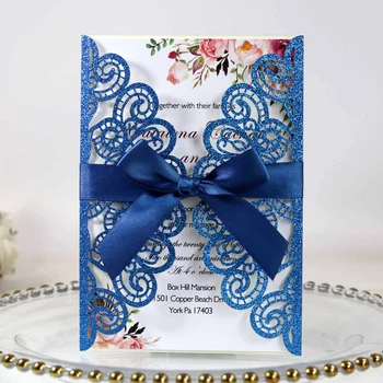 Blue Peacock Glitter Laser Cut Party Invitations with Ribbon Customized Print First Holy Communion Invitation Card 50pcs
Blue Peacock Glitter Laser Cut Party Invitations with Ribbon Customized Print First Holy Communion Invitation Card 50pcs