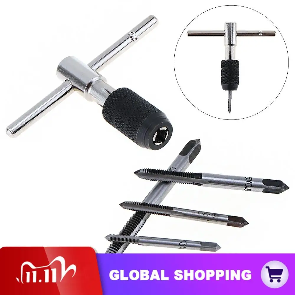 5pcs/set Alloy Steel T-handle Tap Wrench Metric Drift Holder Set with 4pcs M3-M6 Screw Taps for Processing Parts
5pcs/set Alloy Steel T-handle Tap Wrench Metric Drift Holder Set with 4pcs M3-M6 Screw Taps for Processing Parts