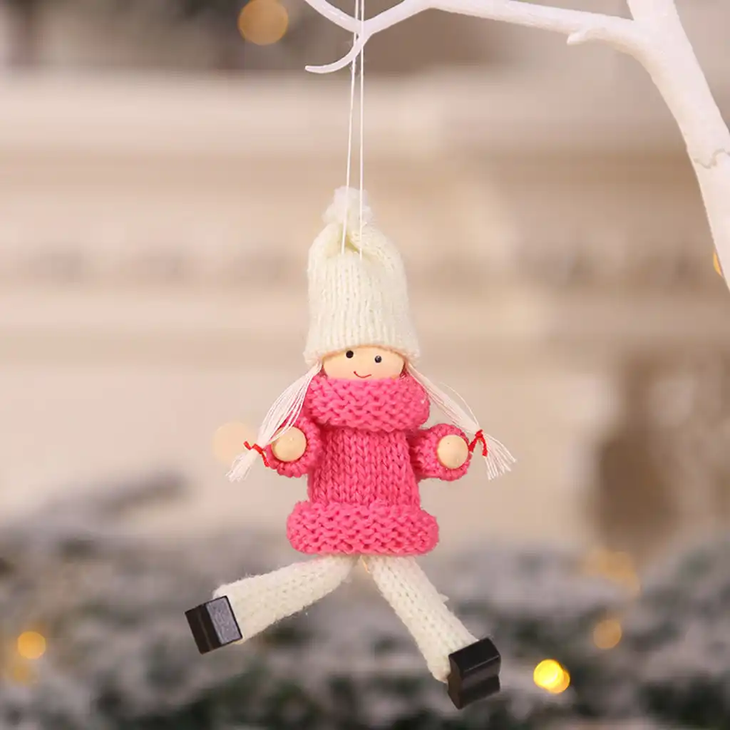 merry christmas tree decorations cute boy and girl wool new year