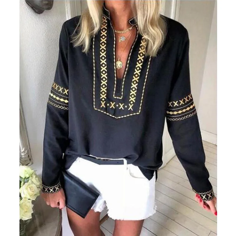 Casual Ethnic Women Vintage Tops Blouses V-Neck long Sleeve Casual Loose Style StreetWear Fashion Shirt
Casual Ethnic Women Vintage Tops Blouses V-Neck long Sleeve Casual Loose Style StreetWear Fashion Shirt