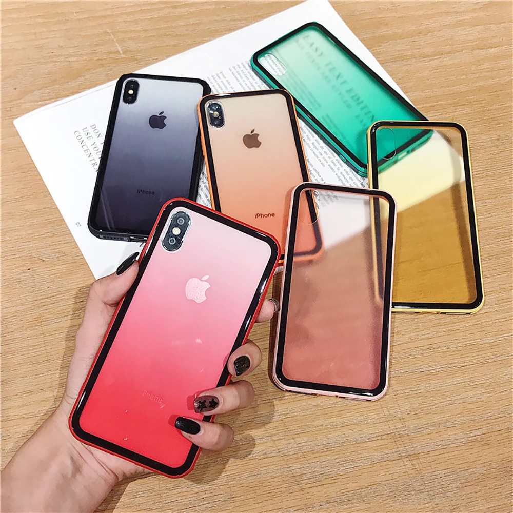 Luxury Transparent Gradient Candy Color Edge Acrylic Glass Phone Case For iphone XS Max XR 7 8plus 6 6S Plus Soft Case
Luxury Transparent Gradient Candy Color Edge Acrylic Glass Phone Case For iphone XS Max XR 7 8plus 6 6S Plus Soft Case