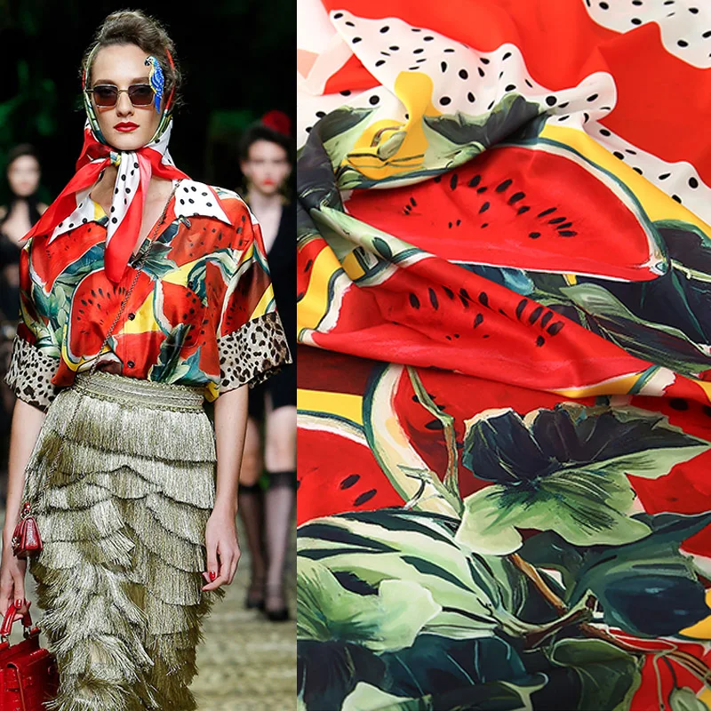 146x85cm Watermelonr Printed Polyester Imitate Silk Satin Fabric for Woman Blouse Summer Dress Pajama Kerchief DIY Sewing
146x85cm Watermelonr Printed Polyester Imitate Silk Satin Fabric for Woman Blouse Summer Dress Pajama Kerchief DIY Sewing