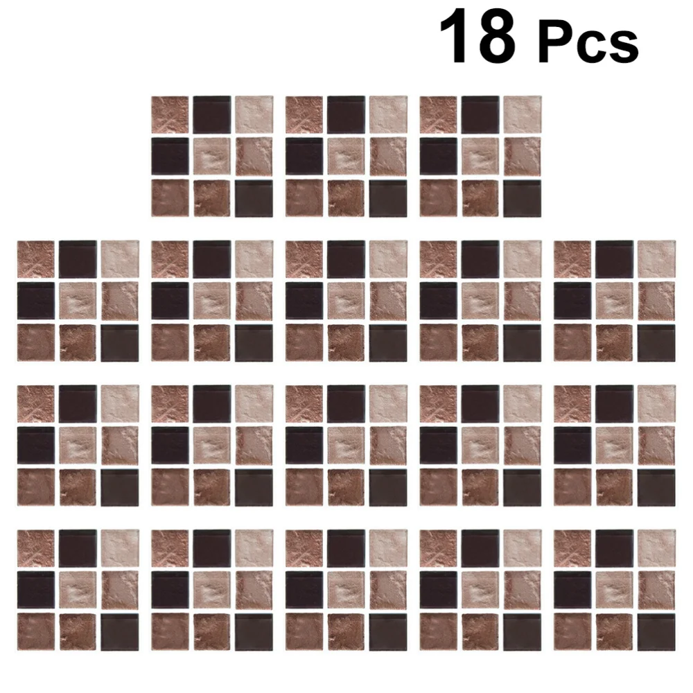 18pcs PVC Tile Sticker Imitation Splice Design Pasters Self-Adhesive Wall Decals For Kitchen Bathrooom | Дом и сад