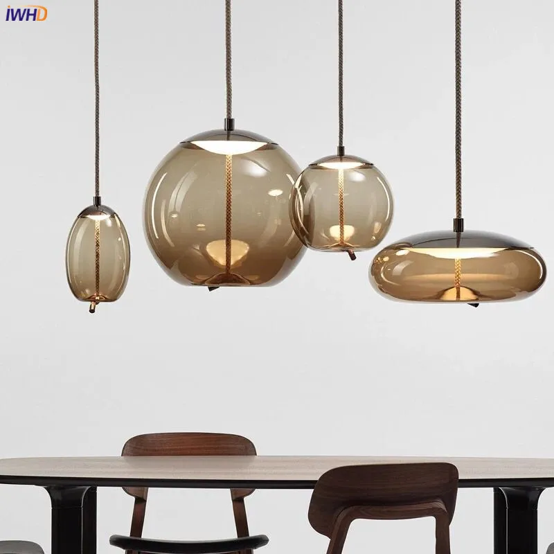 

IWHD Nordic Glass LED Pendant Lights Fixtures Dinning Living Room Hanging Light Modern Pendant Lamp Lighting Luminaire Hanglamp