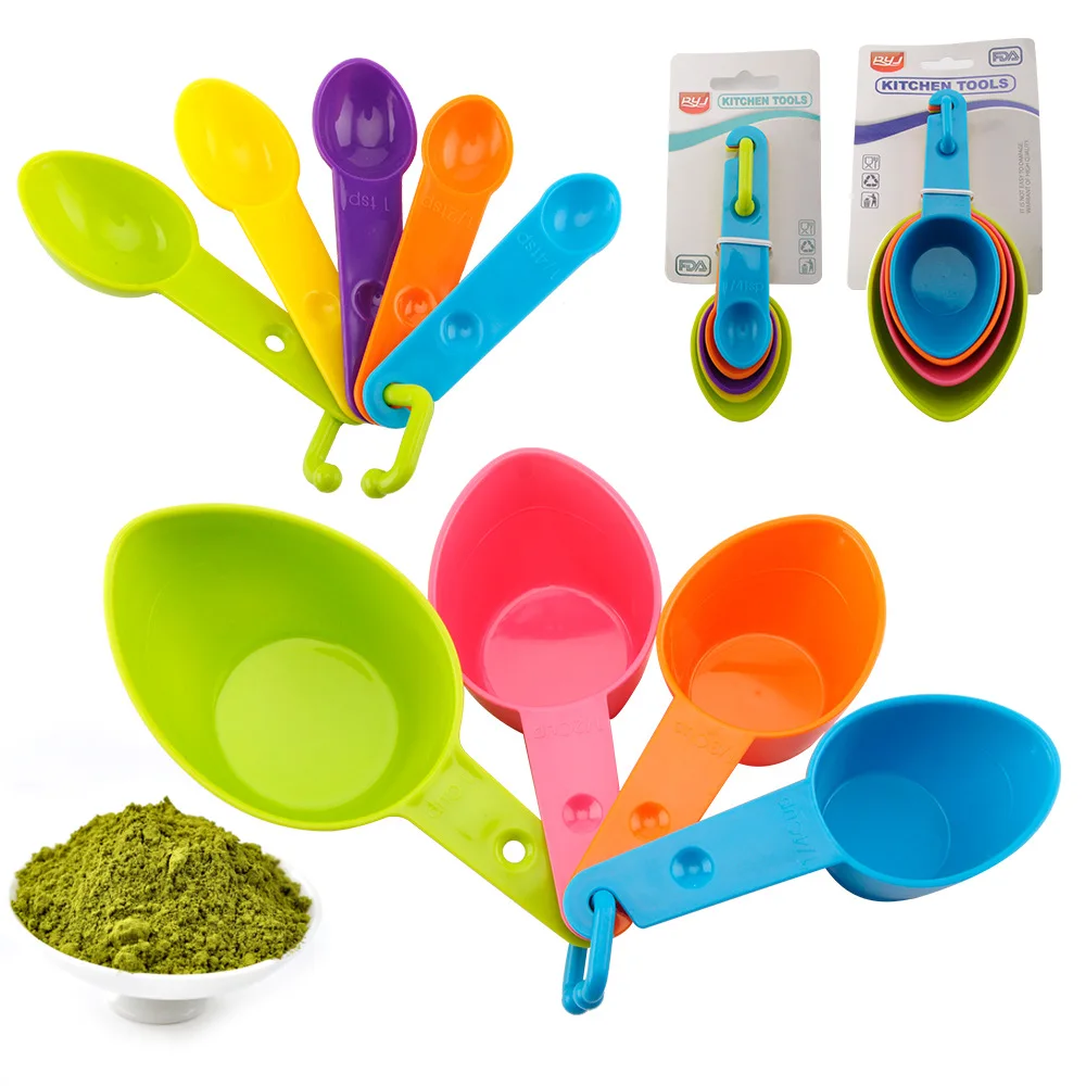

Baking Tool Measuring Spoon 4-Piece Set Plastic Color Band Scale Measuring Cup and Spoon Set Measuring Spoon Set Household