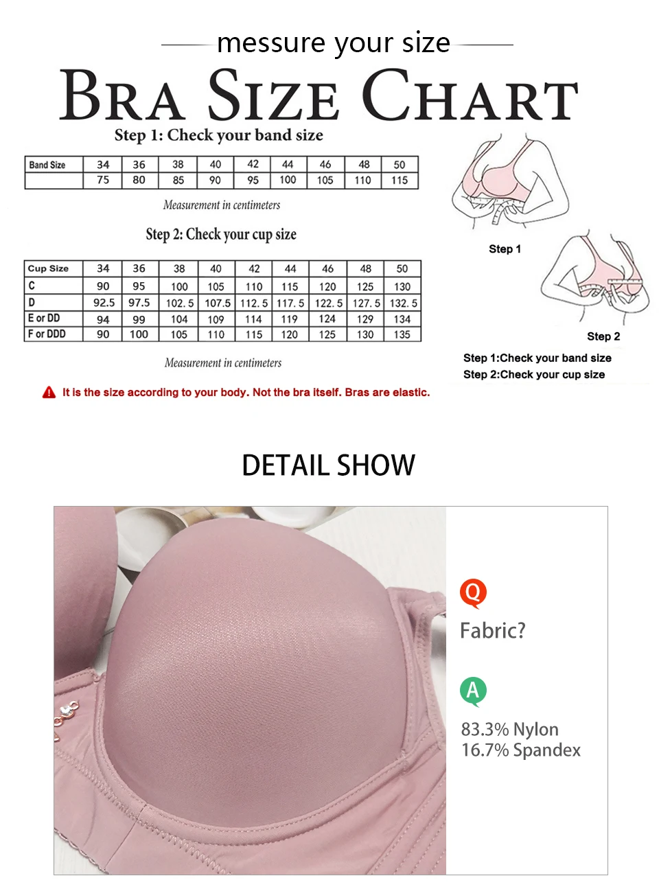 FallSweet Plus Size Bra Sexy Lingerie Thick Cup Bras for Women Solid Padded Underwear  Push Up Brassiere Femme