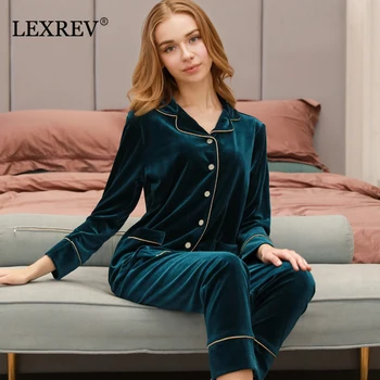 Winter Velvet Pajamas For Women Two Piece Set Thick Long Sleeve Sleepwear Warm Solid Home Suit Nightwear 
Winter Velvet Pajamas For Women Two Piece Set Thick Long Sleeve Sleepwear Warm Solid Home Suit Nightwear