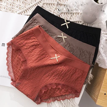 New Graphene Antibacterial Breathable Women's Panties Mid-waist Stretch Lace Side Hip-lifting Briefs Comfortable Cotton Panties 
New Graphene Antibacterial Breathable Women's Panties Mid-waist Stretch Lace Side Hip-lifting Briefs Comfortable Cotton Panties