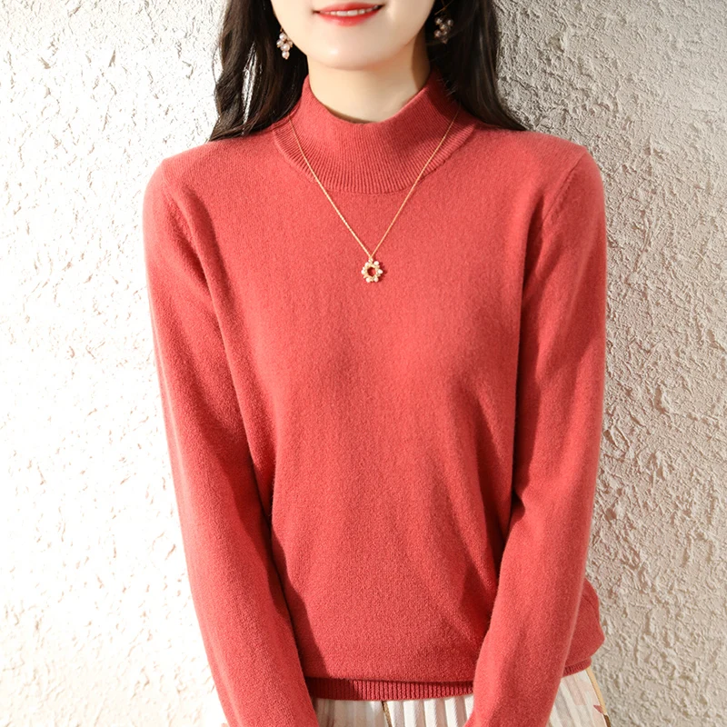 Soft Warm 100% Pure Merino Wool Knitted Sweaters Women Mock Neck Long Sleeve Pulloves Hot Sale Female Woolen Clothes
Soft Warm 100% Pure Merino Wool Knitted Sweaters Women Mock Neck Long Sleeve Pulloves Hot Sale Female Woolen Clothes