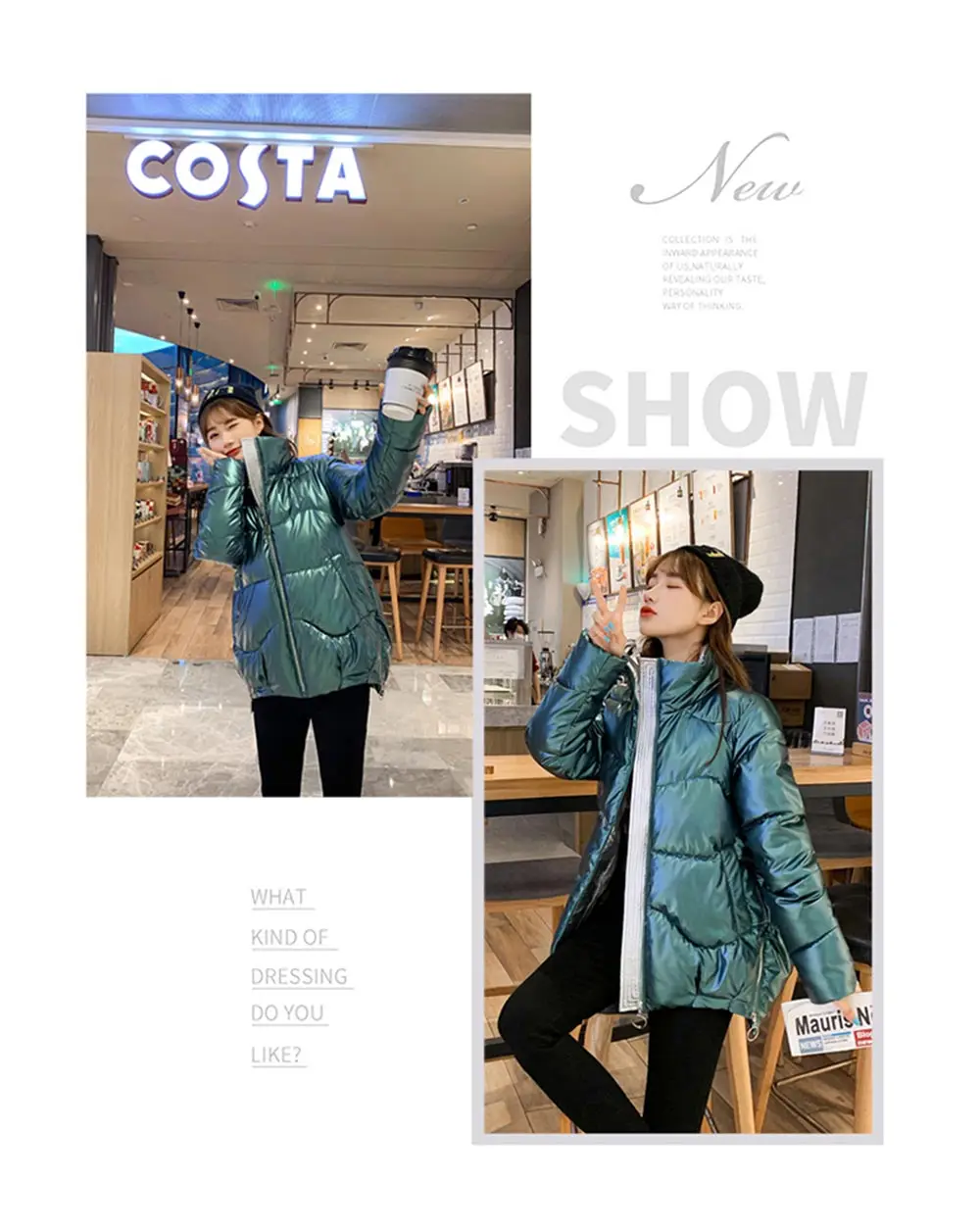 PinkyIsBlack 2020 Autumn Womens Winter Coats Fashion Glossy Stand Collar Parkas Winter Jacket Women Shinny Padded Cotton Coat