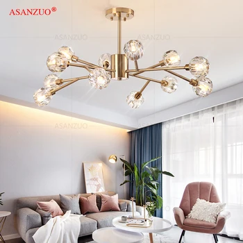 Crystal ball LED ceiling Lighting Gold branch design lustres ceiling lamp for living dining room cristal lighting fixtures
Crystal ball LED ceiling Lighting Gold branch design lustres ceiling lamp for living dining room cristal lighting fixtures