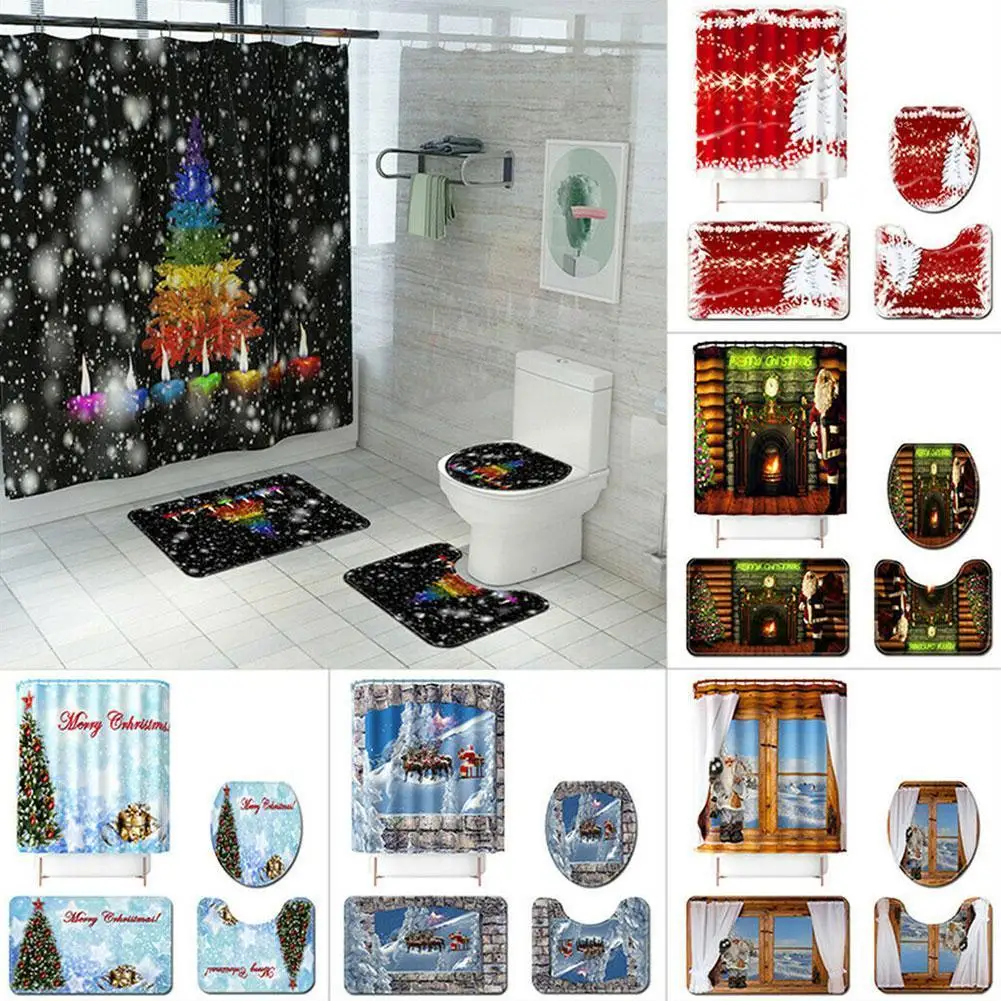 4pcs/set Christmas Bath Curtain Printed Happy New Year Set Curtain Claus Curtain Xmas Waterproof Christmas Shower Bath Sant D4W2
4pcs/set Christmas Bath Curtain Printed Happy New Year Set Curtain Claus Curtain Xmas Waterproof Christmas Shower Bath Sant D4W2