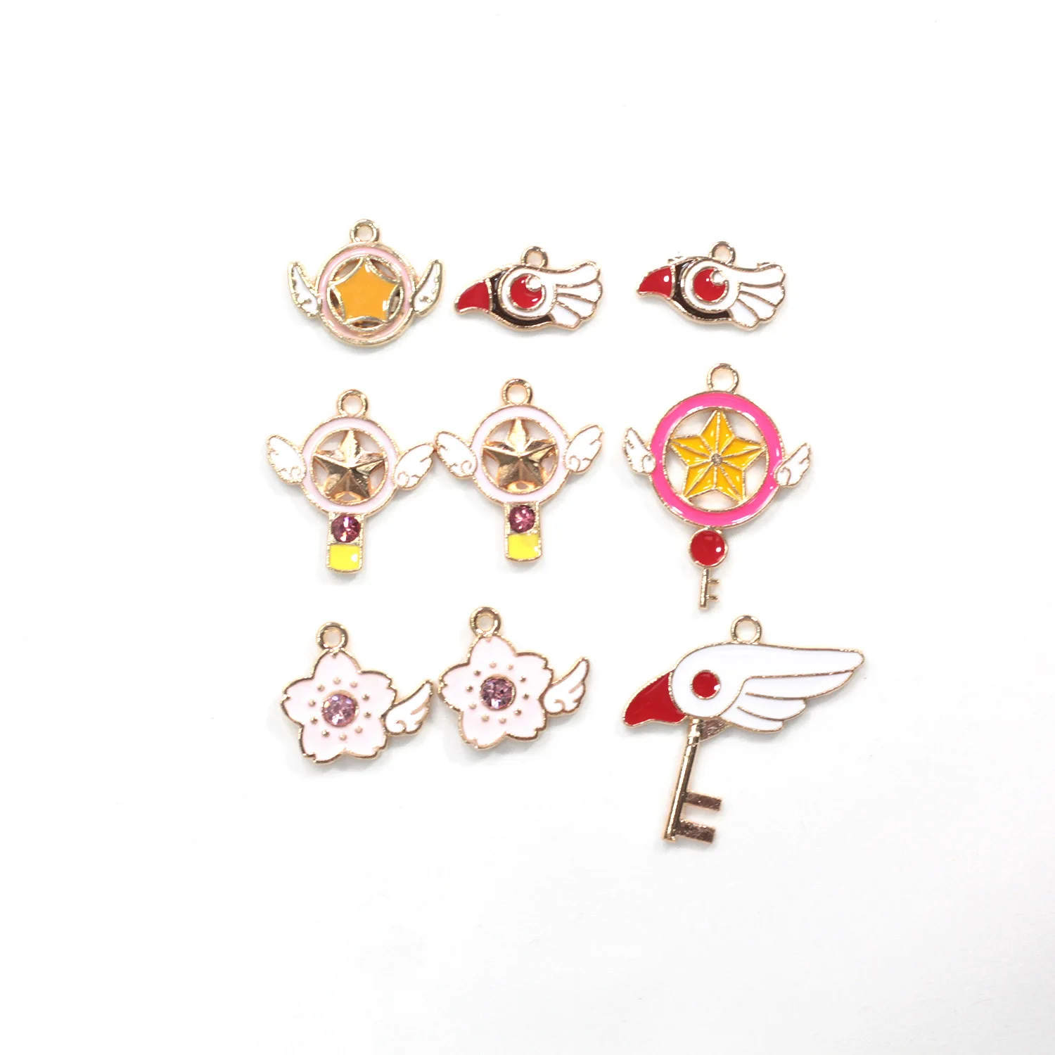 Cute 10pcs/lot Cartoon Pink Magic Fairy Wand Charms for Jewelry Making Handmade Pendant Earrings Bracelet Crafting Charm | Украшения и