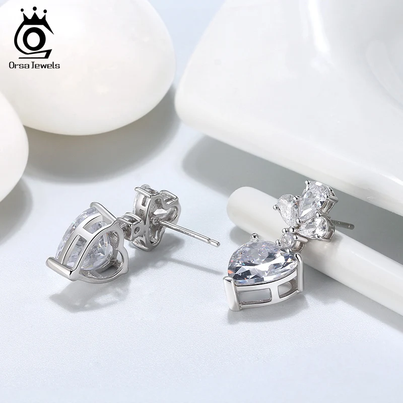 ORSA JEWELS Elegant Silver 925 Long Drop Earrings with Heart Shape Big Clear Stone AAAA Zircon Women Jewelry Wedding Gift OSE235
ORSA JEWELS Elegant Silver 925 Long Drop Earrings with Heart Shape Big Clear Stone AAAA Zircon Women Jewelry Wedding Gift OSE235