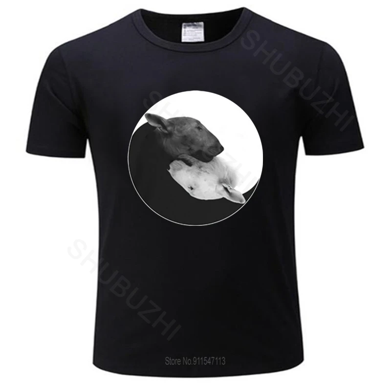 Мужская хлопковая футболка Bull Terrier Yin And Yang унисекс брендовая мужские летние