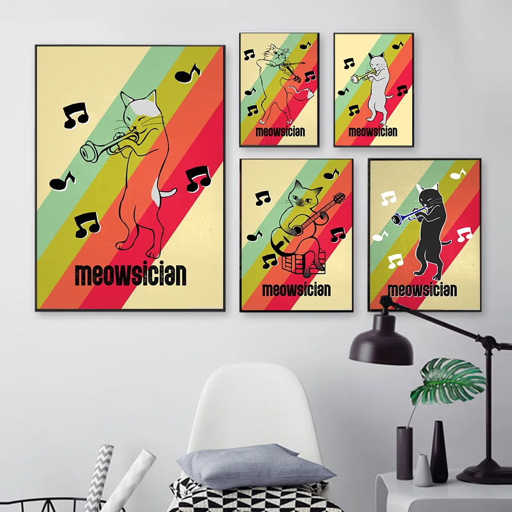 Color Cat Funny Abstract Poster Music Cat Band Fashion Prints Modern Canvas Painting Living Room Bedroom Home Decoration Picture 
Color Cat Funny Abstract Poster Music Cat Band Fashion Prints Modern Canvas Painting Living Room Bedroom Home Decoration Picture
