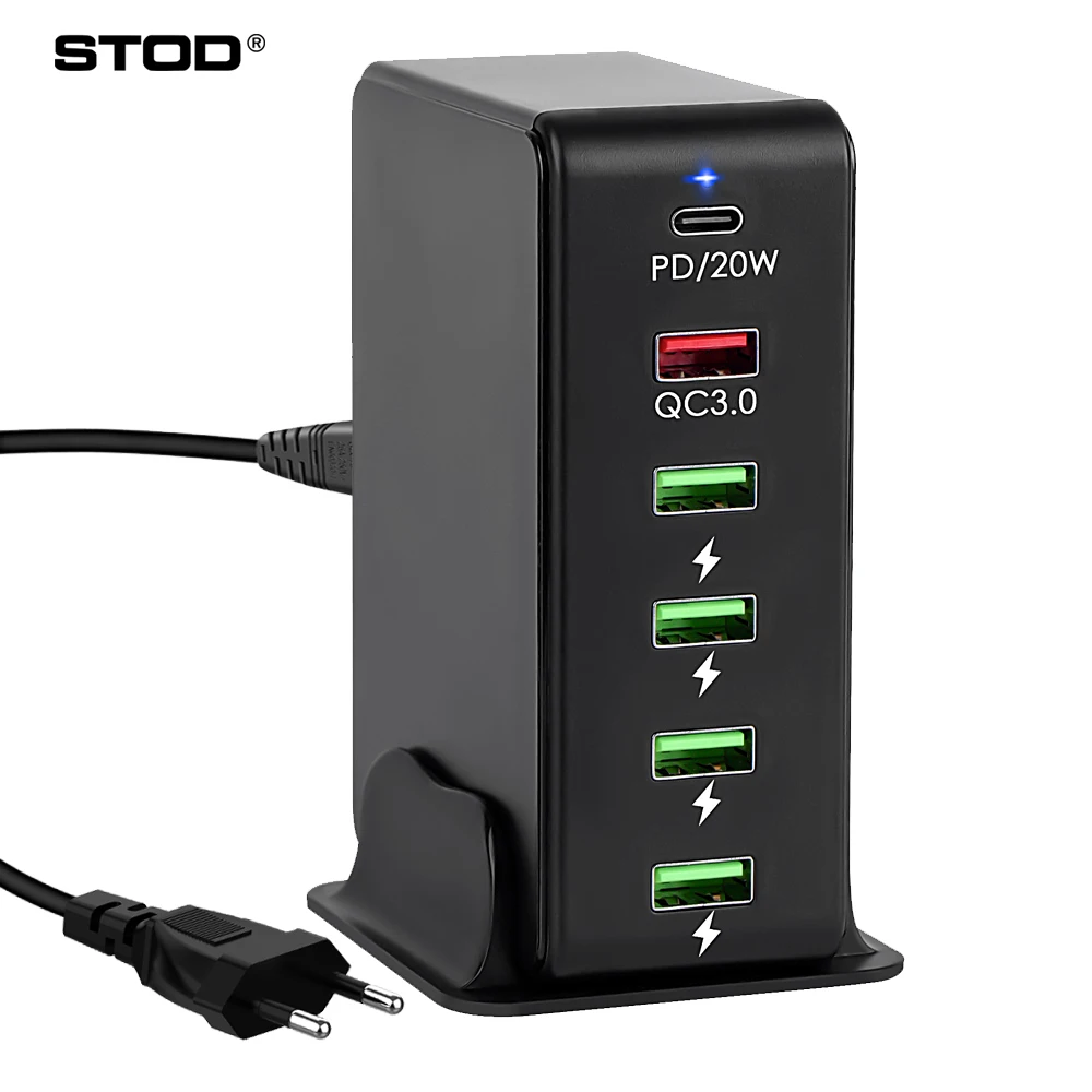 STOD USB Type C зарядное устройство PD 20 Вт Быстрая зарядка 3 0 многопортовая быстрая зарядная станция для iPhone 12 Samsung