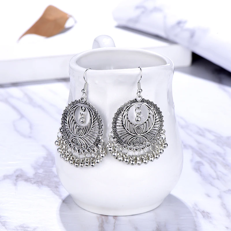 Vintage Drop Dangle Earrings for Women Fashion Jewelry boucle d’oreille Handmade Beads Hollow Ethnic Indian Earrings Brincos
