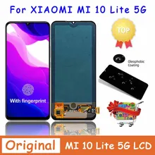 Super Amoled Pour Xiaomi MI 10 Lite 5G D'empreinte Digitale D'affichage à CRISTAUX LIQUIDES D'écran Tactile Pour MI10 Lite 5G Mi10lite M2002J9G Pièces de Réparation=