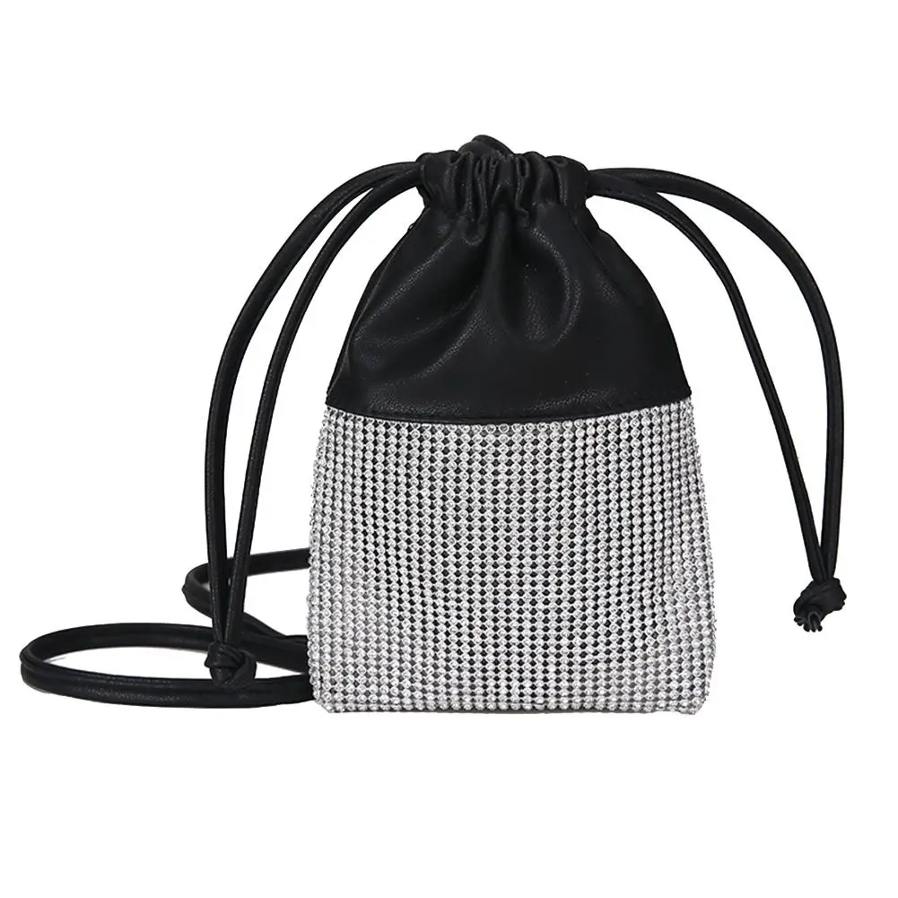 Women Rhinestone Faux Leather Patchwork Drawstring Small Crossbody Pouch Bag
Women Rhinestone Faux Leather Patchwork Drawstring Small Crossbody Pouch Bag