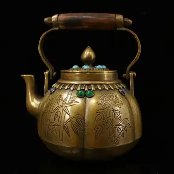 wedding decoration Chinese Bronze Inlay Gem Merlin bamboo and chrysanthemum Handle Teapot Wine Pot
wedding decoration Chinese Bronze Inlay Gem Merlin bamboo and chrysanthemum Handle Teapot Wine Pot