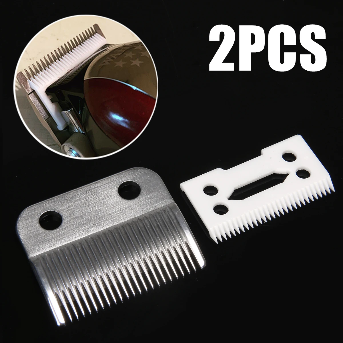 2pcs/Set New Clipper Blade Cutter Sharp Hair Beard Ceramic Blade Cutter + Metal Bottom With Box For Wahl Shear Clipper
2pcs/Set New Clipper Blade Cutter Sharp Hair Beard Ceramic Blade Cutter + Metal Bottom With Box For Wahl Shear Clipper