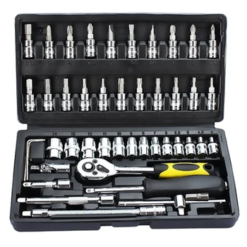 46Pcs/Set Professional Wrench Socket Set Hardware Car Boat Motorcycle Repairing Tools Kit Multi Tool Hand Tools Car-Styling
46Pcs/Set Professional Wrench Socket Set Hardware Car Boat Motorcycle Repairing Tools Kit Multi Tool Hand Tools Car-Styling