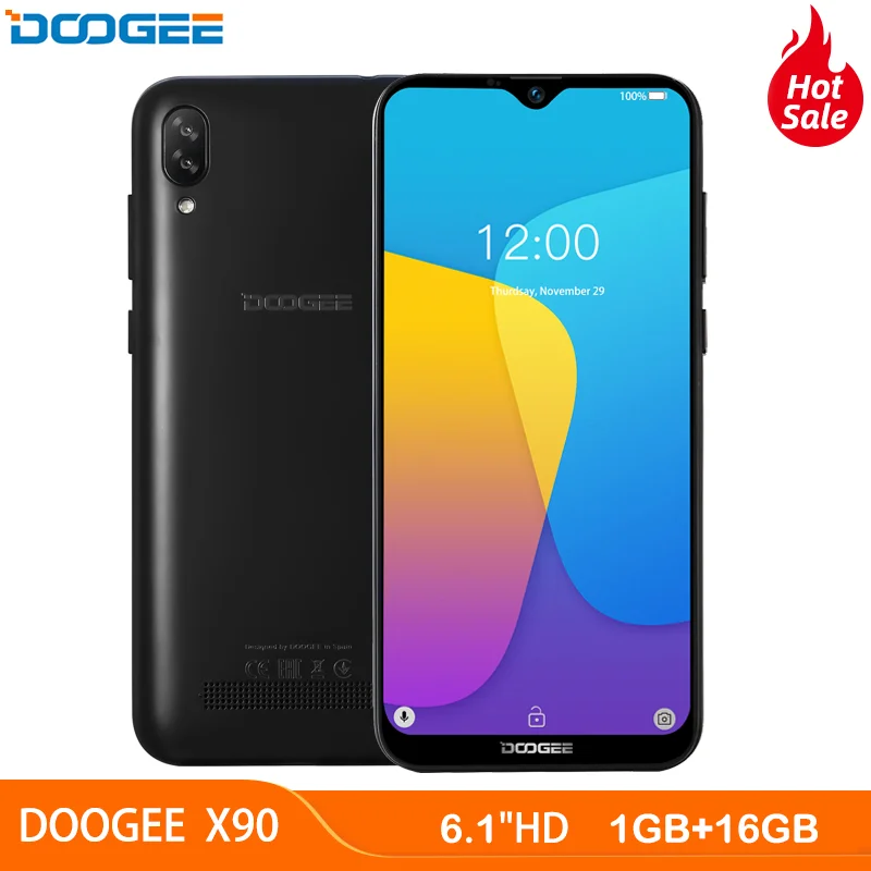 DOOGEE X90 6 1 дюймов 4 ядра Смартфон Android 9 0 Гб оперативной памяти 16 встроенной