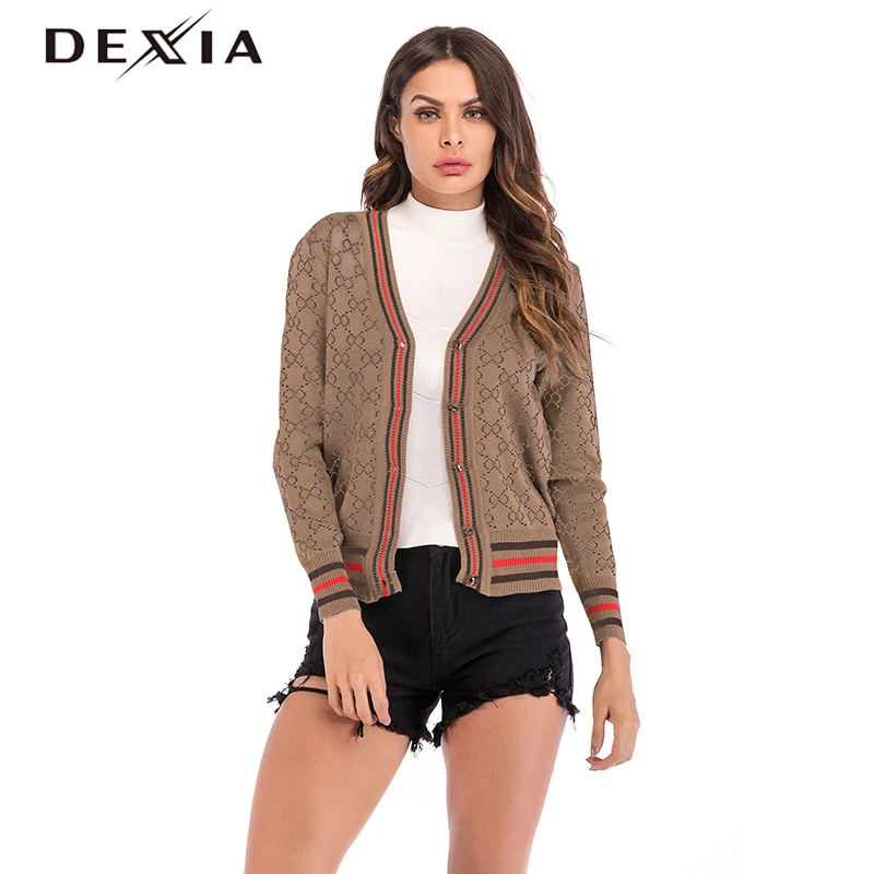 DEXIA Autumn Knitted Sweater Jackets and Coats Women Patchwork Single Breasted Deep V-Neck Black Tops Striped Jackets Ladies
DEXIA Autumn Knitted Sweater Jackets and Coats Women Patchwork Single Breasted Deep V-Neck Black Tops Striped Jackets Ladies