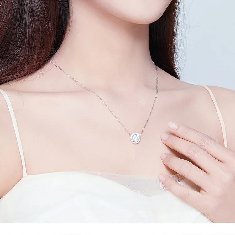 Delicate Round Zircon Necklace | S925 Sterling Silver | Go Glam Girl 13 Delicate Round Zircon Necklace | S925 Sterling Silver | Go Glam Girl - Show your style with the Delicate Round Zircon Necklace. Hand-finished in sterling silver, this necklace features a big round zircon stone surrounded by small sparkling zircons. This beautiful and dreamy necklace, full of a romantic atmosphere will bring mood and beauty to your day. Perfect gift for mom, sister, grandmother, friend or yourself. | 🚚 Free Standard Shipping 7-30 days | 🥇 Top Quality Product | 💎 100% S925 Sterling Silver | 🛡️ 100% Safe & Secure checkout