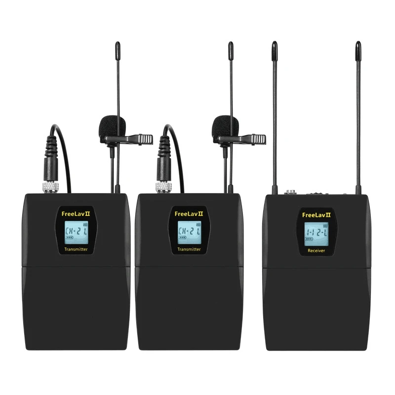 UHF Wireless Lavalier Microphone System with 32 Channels for Canon Nikon Fuji Sony DSLR Cameras, Camcorder, Smartphone
UHF Wireless Lavalier Microphone System with 32 Channels for Canon Nikon Fuji Sony DSLR Cameras, Camcorder, Smartphone