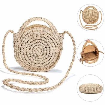 New Rattan Woven Round Women Straw Bag Handbag Knit Summer Beach Bag Woman Shoulder Bag Messenger Bag Zipper Khaki Beige Bags 
New Rattan Woven Round Women Straw Bag Handbag Knit Summer Beach Bag Woman Shoulder Bag Messenger Bag Zipper Khaki Beige Bags