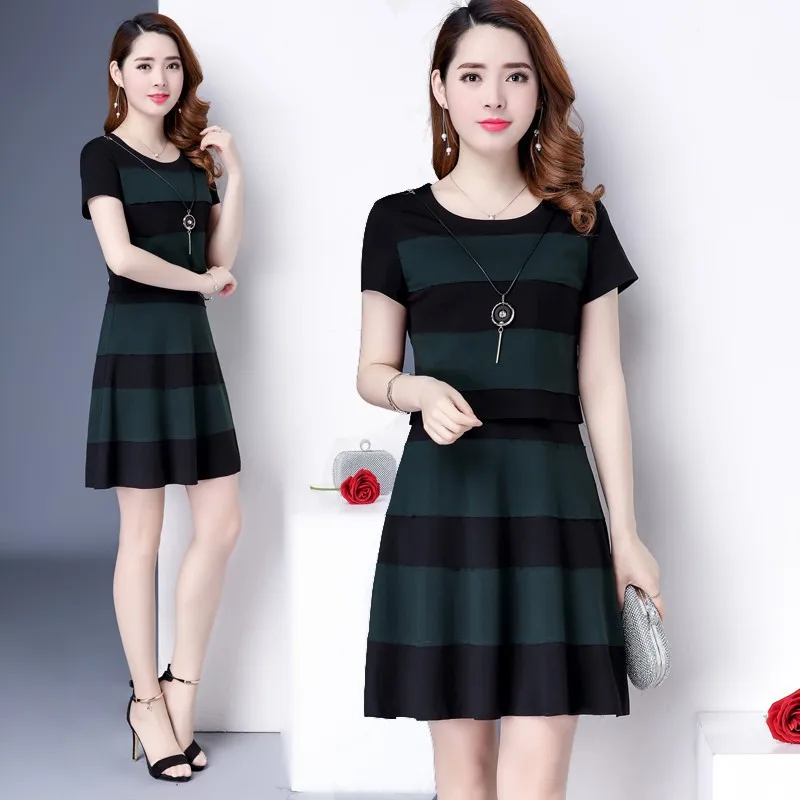 2019 Summer New Style Light Mature Walnut in Slimming Skirt-Style Stripes Elegant Joint Mock Two-Piece Dress
2019 Summer New Style Light Mature Walnut in Slimming Skirt-Style Stripes Elegant Joint Mock Two-Piece Dress