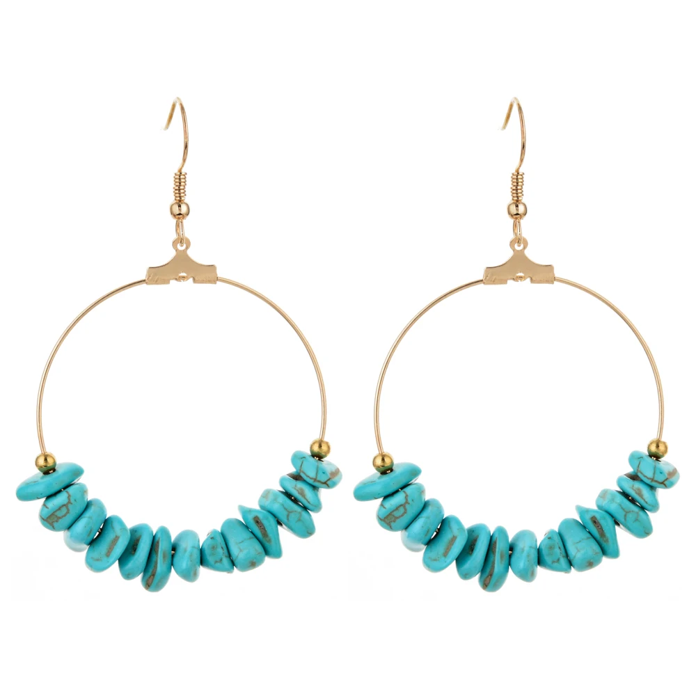 Fashion Bohemia Vintage Round Drop Earrings for Women Boho Jewelry Ethnic irregular Natural Blue Turquoises Stone Gold Earrings
Fashion Bohemia Vintage Round Drop Earrings for Women Boho Jewelry Ethnic irregular Natural Blue Turquoises Stone Gold Earrings