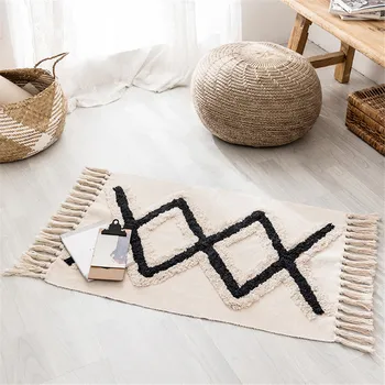 Wishstar Black White Carpet Cotton Linen Geometric Rug Nordic Ethnic Style Bedroom Floor Mat Hand Woven Tassel Carpet
Wishstar Black White Carpet Cotton Linen Geometric Rug Nordic Ethnic Style Bedroom Floor Mat Hand Woven Tassel Carpet