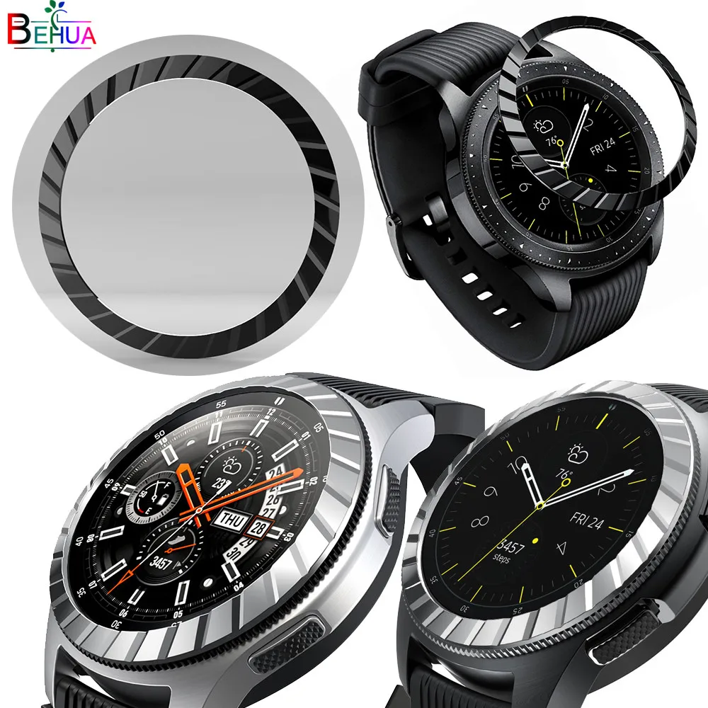

Stainless Steel case Cover For Samsung Galaxy Watch 46MM / 42mm / gear s3 frontier Dial Bezel Ring Adhesive bumper Anti Scratch