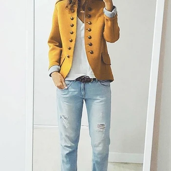 Autumn Women Stand Collar Short Coat Casual Long Sleeve Jackets Elegance Soild Color Double-breasted Jacket For Women
Autumn Women Stand Collar Short Coat Casual Long Sleeve Jackets Elegance Soild Color Double-breasted Jacket For Women