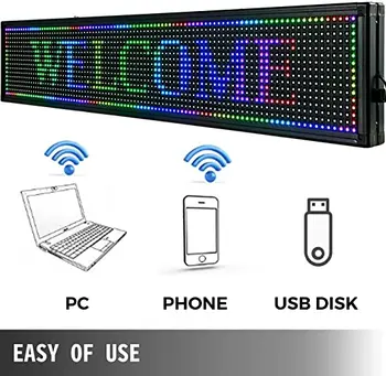 LED WiFi+USB RGB 7Color Sign 40" x 8" with high Resolution P10 and New SMD Technology. Perfect Solution for Advertising display
LED WiFi+USB RGB 7Color Sign 40" x 8" with high Resolution P10 and New SMD Technology. Perfect Solution for Advertising display