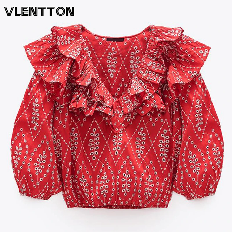 2020 Spring Autumn Women Sexy V-Neck Hollow Out Blouses And Tops Vintage Embroidered Solid Ruffle Short Shirt Ladies Blusa Mujer 
2020 Spring Autumn Women Sexy V-Neck Hollow Out Blouses And Tops Vintage Embroidered Solid Ruffle Short Shirt Ladies Blusa Mujer