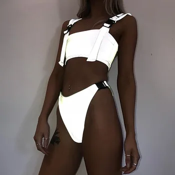 Reflective Silver Bikini Buckle Swimsuit Glowing Thong Bikini Sets Women Brazilian Bathing Suits Biquini
Reflective Silver Bikini Buckle Swimsuit Glowing Thong Bikini Sets Women Brazilian Bathing Suits Biquini