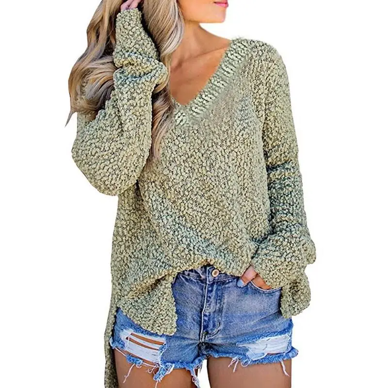 Black V Neck Popcorn Texture Loose Sweater Women Tops Sueter Mujer 2019 Solid Long Sleeve Split Knitted Sweater
Black V Neck Popcorn Texture Loose Sweater Women Tops Sueter Mujer 2019 Solid Long Sleeve Split Knitted Sweater