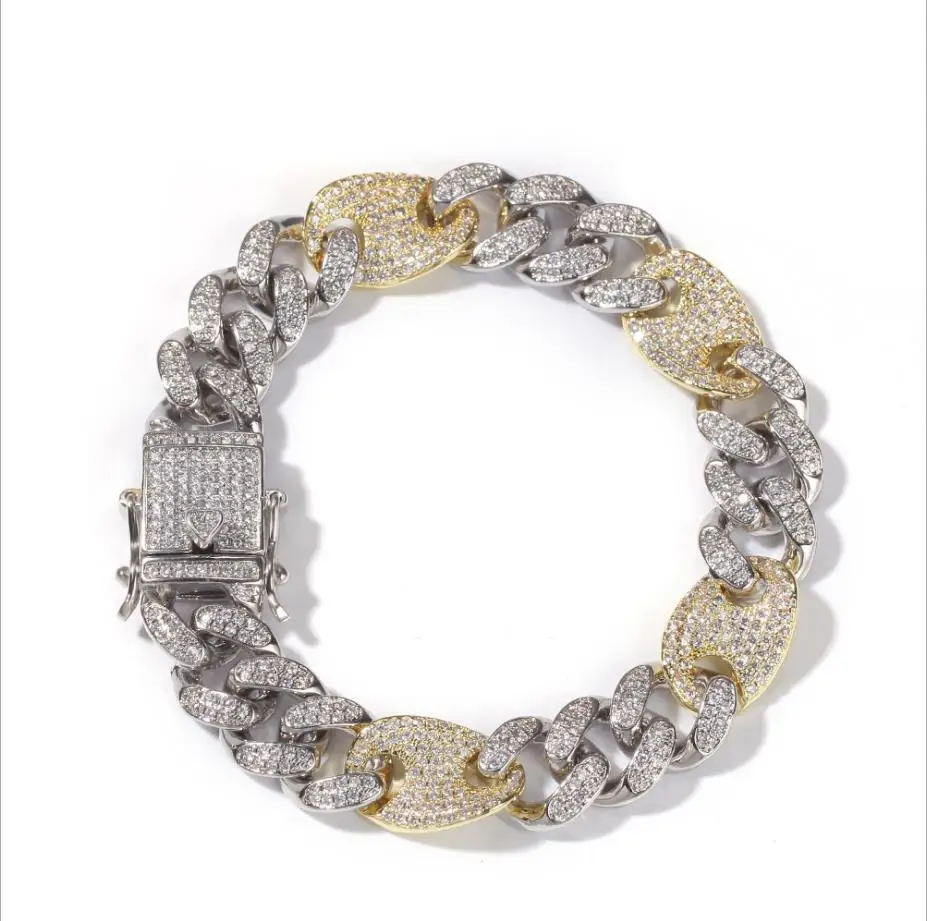 High quality Men Hip hop Iced out Bling bracelet pave setting Zircon new style cuban chain bracelets Hiphop jewelry gifts
High quality Men Hip hop Iced out Bling bracelet pave setting Zircon new style cuban chain bracelets Hiphop jewelry gifts